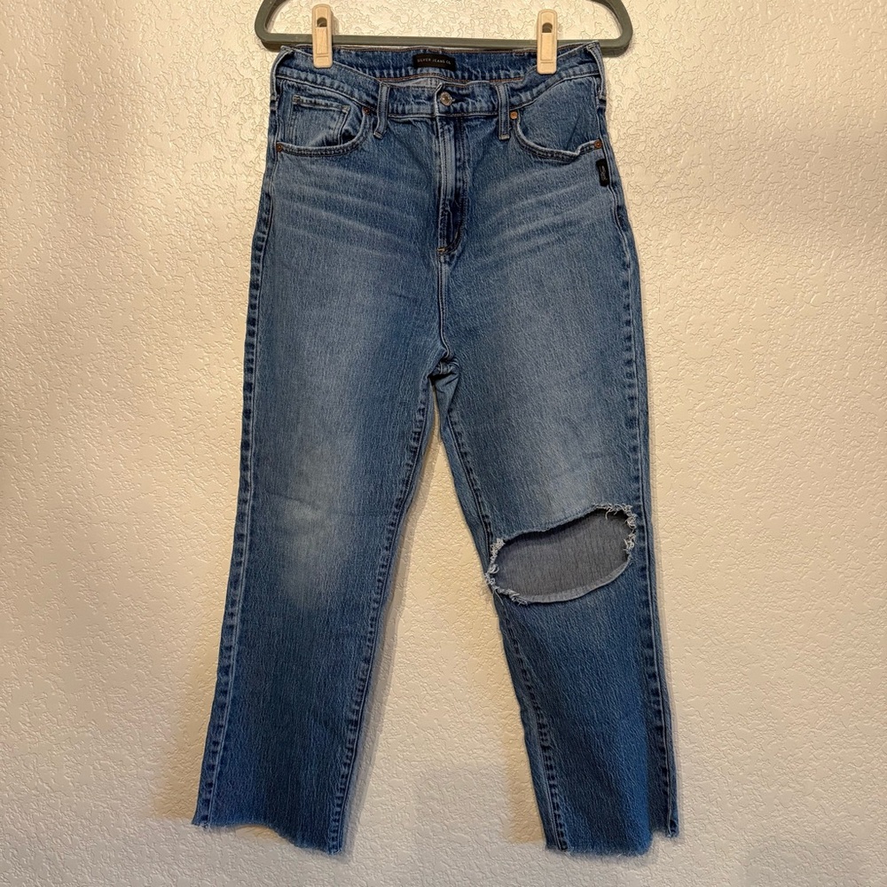 Silver Jeans Women's High Rise Straight Leg Blue Jeans